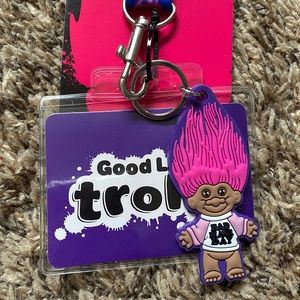 NEW! Good Luck Trolls Lanyard "Bad Hair Day" Troll Dangle & ID Holder